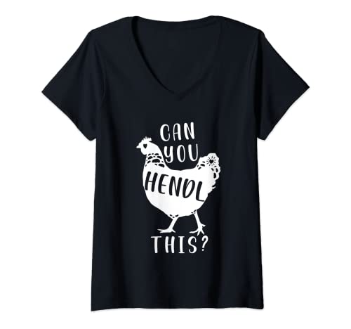 Damen Können Sie diesen Hühnerbesitzer verrückte Hühner Hendl T-Shirt mit V-Ausschnitt Damen Können Sie diesen Hühnerbesitzer verrückte Hühner Hendl T-Shirt mit V-Ausschnitt von Can you Hendl this Huhn Hühnerbesitzer verrückte