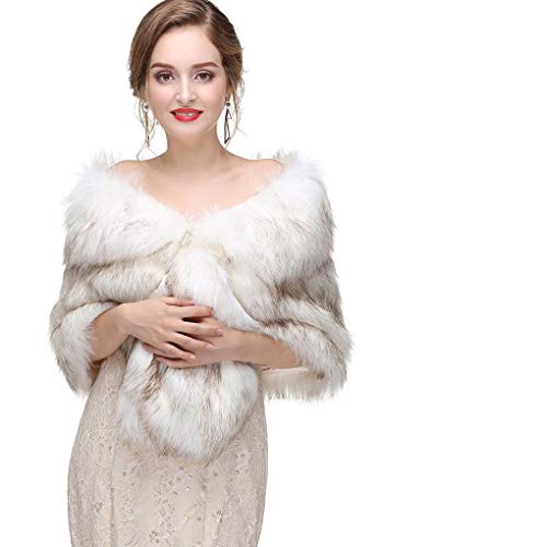 CanB Damen 1920er-pelz-schal-brauthochzeits-pelz-wraps und boleroshrug faux mink stole 59 zolles14.2zolles weiß von CanB