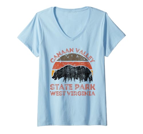 Damen Canaan Valley State Park T-Shirt mit V-Ausschnitt Damen Canaan Valley State Park T-Shirt mit V-Ausschnitt von Canaan Valley State Park West Virginia USA Outdoor