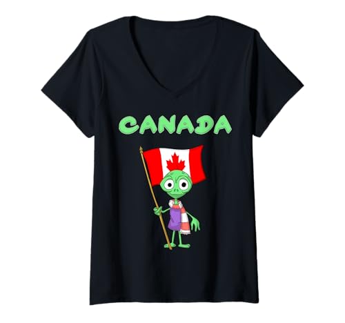 Damen Kanada Alien/Kanadier Fans T-Shirt mit V-Ausschnitt Damen Kanada Alien/Kanadier Fans T-Shirt mit V-Ausschnitt von Canada Fans