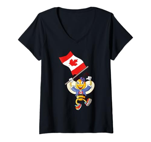 Damen Kanada Biene T-Shirt mit V-Ausschnitt Damen Kanada Biene T-Shirt mit V-Ausschnitt von Canada Fans