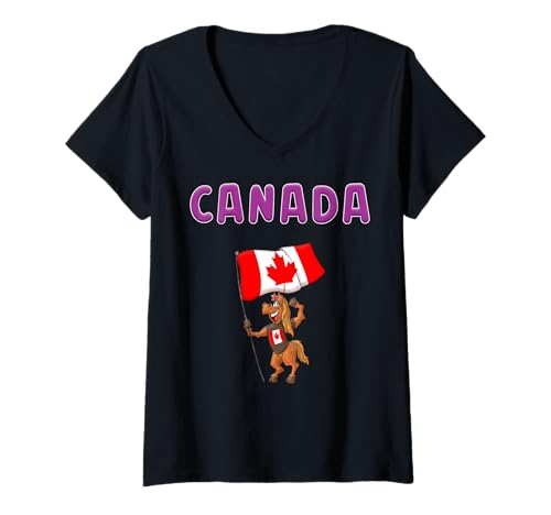 Damen Kanada Fan/Kanadische Pferd T-Shirt mit V-Ausschnitt Damen Kanada Fan/Kanadische Pferd T-Shirt mit V-Ausschnitt von Canada Fans
