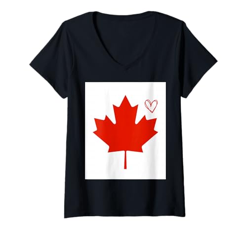 Damen Kanada-Flagge, kanadisches Herz, stolz, Nationalfeiertag, Ahorn T-Shirt mit V-Ausschnitt Damen Kanada-Flagge, kanadisches Herz, stolz, Nationalfeiertag, Ahorn T-Shirt mit V-Ausschnitt von Canada Flag Canadian Heart Proud Maple Gifts Idea