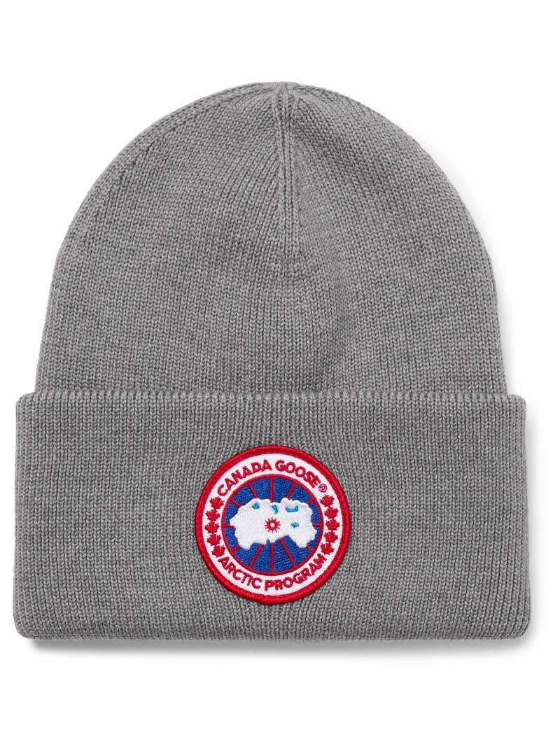 Canada Goose - Logo-Appliquéd Merino Wool Beanie - Men - Gray von Canada Goose