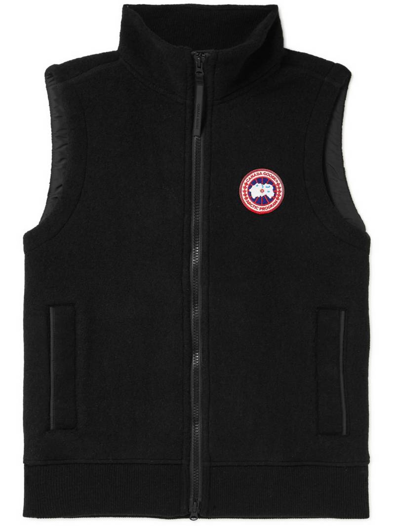 Canada Goose - Mersey Logo-Appliquéd Recycled Wool-Blend Fleece Gilet - Men - Black - S von Canada Goose