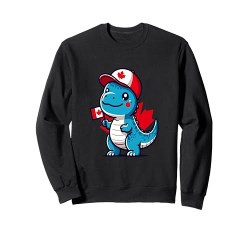 Kanada-Flagge für Kinder, lustig, blau, Dinosaurier, Kleinkind-Flagge Sweatshirt von Canada Kids Flag Funny Blue Red Dinosaur