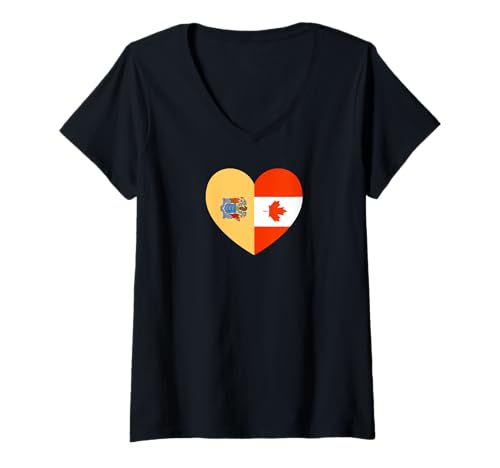Damen New Jersey and Canada Flags: Heart Shaped Unity T-Shirt mit V-Ausschnitt Damen New Jersey and Canada Flags: Heart Shaped Unity T-Shirt mit V-Ausschnitt von Canada Love Pride Merch