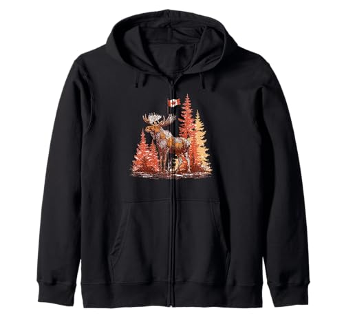 Schöner Kanada-Wald mit Elch für Erwachsene und Kinder Kapuzenjacke Schöner Kanada-Wald mit Elch für Erwachsene und Kinder Kapuzenjacke von Canada Moose Outfit
