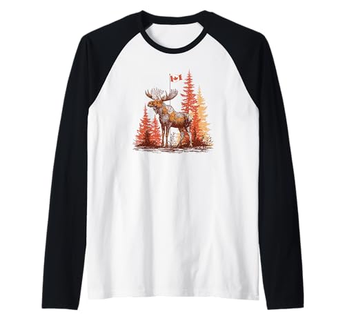 Schöner Kanada-Wald mit Elch für Erwachsene und Kinder Raglan Schöner Kanada-Wald mit Elch für Erwachsene und Kinder Raglan von Canada Moose Outfit