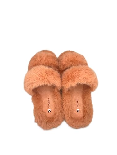 Canadam Flauschige Hausschuhe für Damen Soft and bequeme stilvolle modische Plüsch Pantoffeln mit Rutschfester Sohle (Orange, EU Schuhgrößensystem, Erwachsene, Damen, Numerisch, M, 37) von Canadam