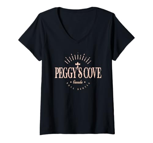 Damen Peggy's Cove Kanada | Peggy's Cove Nova Scotia Modern T-Shirt mit V-Ausschnitt Damen Peggy's Cove Kanada | Peggy's Cove Nova Scotia Modern T-Shirt mit V-Ausschnitt von Canadian Contemporary Designs