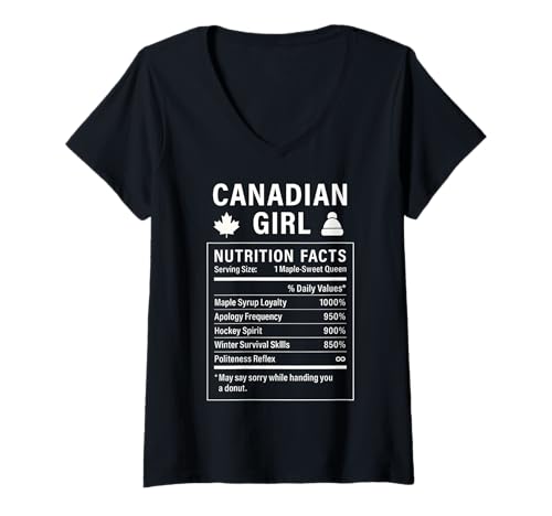 Damen Canadian Girl Stolze Frauen mit kanadischen Wurzeln T-Shirt mit V-Ausschnitt Damen Canadian Girl Stolze Frauen mit kanadischen Wurzeln T-Shirt mit V-Ausschnitt von Canadian Culture Gifts for Women of Canada