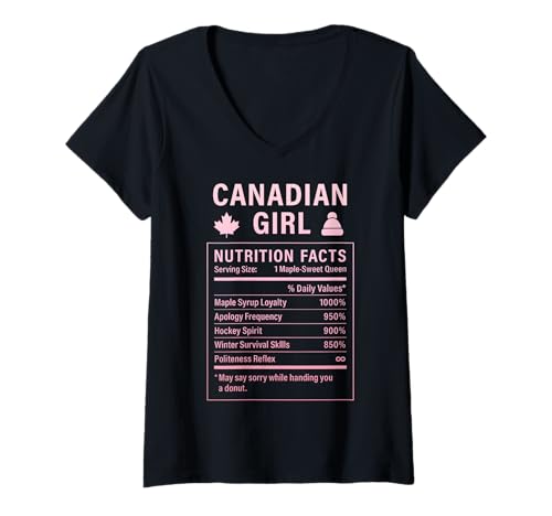 Damen Canadian Girl Stolze Frauen mit kanadischen Wurzeln T-Shirt mit V-Ausschnitt Damen Canadian Girl Stolze Frauen mit kanadischen Wurzeln T-Shirt mit V-Ausschnitt von Canadian Culture Gifts for Women of Canada