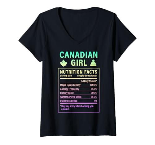 Damen Canadian Girl Stolze Frauen mit kanadischen Wurzeln T-Shirt mit V-Ausschnitt Damen Canadian Girl Stolze Frauen mit kanadischen Wurzeln T-Shirt mit V-Ausschnitt von Canadian Culture Gifts for Women of Canada