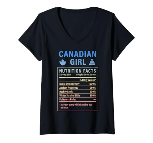 Damen Canadian Girl Stolze Frauen mit kanadischen Wurzeln T-Shirt mit V-Ausschnitt Damen Canadian Girl Stolze Frauen mit kanadischen Wurzeln T-Shirt mit V-Ausschnitt von Canadian Culture Gifts for Women of Canada