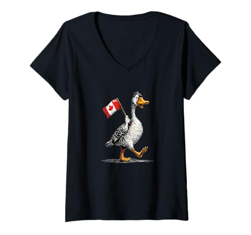 Damen Cooler Gänse-Look für patriotische und kanadische Flaggenliebhaber T-Shirt mit V-Ausschnitt Damen Cooler Gänse-Look für patriotische und kanadische Flaggenliebhaber T-Shirt mit V-Ausschnitt von Canadian Goose Outfit