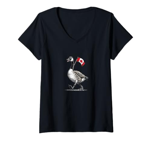 Damen Tolle Gänsegrafik für Kanada-Liebhaber T-Shirt mit V-Ausschnitt Damen Tolle Gänsegrafik für Kanada-Liebhaber T-Shirt mit V-Ausschnitt von Canadian Goose Outfit