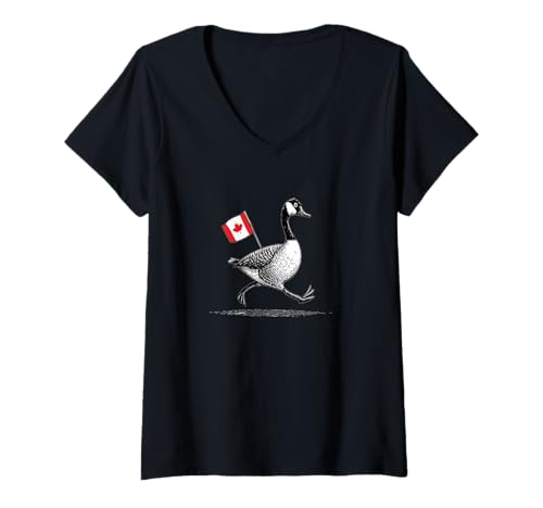 Damen Tolles Kanada-Kostüm für Flaggen- und Gänseliebhaber T-Shirt mit V-Ausschnitt Damen Tolles Kanada-Kostüm für Flaggen- und Gänseliebhaber T-Shirt mit V-Ausschnitt von Canadian Goose Outfit