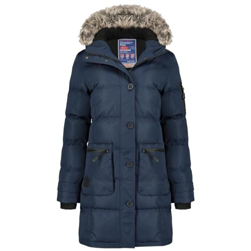 Canadian Peak Axelus_Lady - Women's Comfortable Autumn Winter Warm Mid Thick Parka - Fine Coat Fake Fur Hood - Windbreaker Jacket - Elegant Women (Navy Blue XL) von Canadian Peak