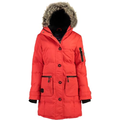 Canadian Peak Axelus_Lady - Women's Comfortable Autumn Winter Warm Mid Thick Parka - Fine Coat Fake Fur Hood - Windbreaker Jacket - Elegant Women (Red L) von Canadian Peak