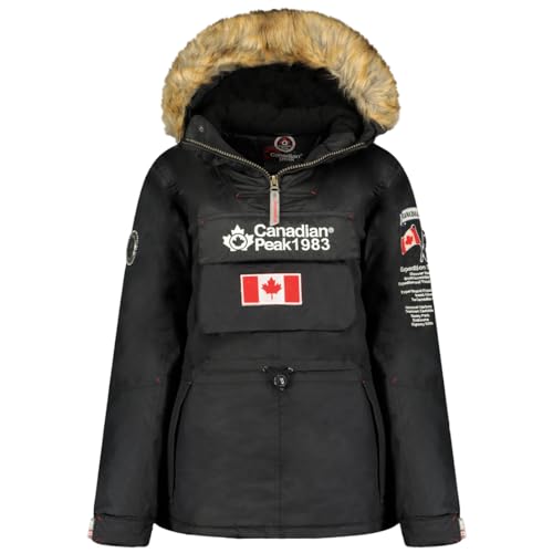 Canadian Peak Banapeak_Lady - Women's Comfortable Autumn Winter Warm Mid Thick Parka - Fine Coat Fake Fur Hood - Windbreaker Jacket - Elegant Women (Black XXL) von Canadian Peak