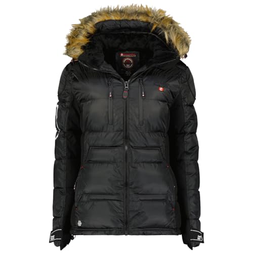 Canadian Peak Bersileak_Lady - Women's Comfortable Autumn Winter Warm Mid Thick Parka - Fine Coat Fake Fur Hood - Windbreaker Jacket - Elegant Women (Black S) von Canadian Peak