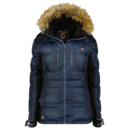 Canadian Peak Bersileak_Lady - Women's Comfortable Autumn Winter Warm Mid Thick Parka - Fine Coat Fake Fur Hood - Windbreaker Jacket - Elegant Women (Navy Blue S) von Canadian Peak