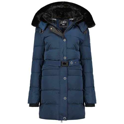 Canadian Peak Bettineak_Lady - Women's Comfortable Autumn Winter Warm Mid Thick Parka - Fine Coat Fake Fur Hood - Windbreaker Jacket - Elegant Women (Navy Blue L) von Canadian Peak