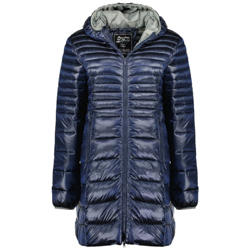 Canadian Peak Bodeak_Lady - Women's Comfortable Autumn Winter Warm Mid Thick Parka - Fine Coat Fake Fur Hood - Windbreaker Jacket - Elegant Women (Navy Blue L) von Canadian Peak