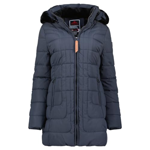 Canadian Peak Braceleak_Lady - Women's Comfortable Autumn Winter Warm Mid Thick Parka - Fine Coat Fake Fur Hood - Windbreaker Jacket - Elegant Women (Navy Blue S) von Canadian Peak