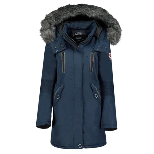 Canadian Peak Camilly_Lady - Women's Comfortable Autumn Winter Warm Mid Thick Parka - Fine Coat Fake Fur Hood - Windbreaker Jacket - Elegant Women (Navy Blue XXL) von Canadian Peak