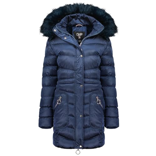 Canadian Peak Civileak_Lady - Women's Comfortable Autumn Winter Warm Mid Thick Parka - Fine Coat Fake Fur Hood - Windbreaker Jacket - Elegant Women (Navy Blue XXL) von Canadian Peak