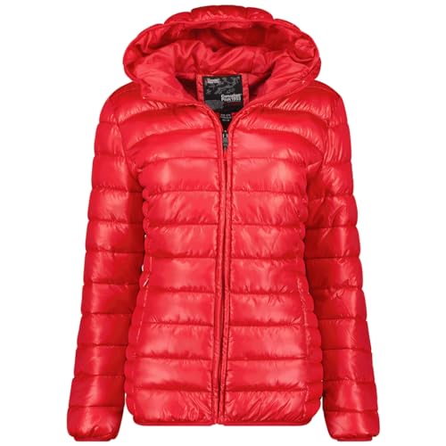 Canadian Peak Colombiana_Hood_Lady - Women's Comfortable Autumn Winter Warm Mid Thick Parka - Fine Coat Fake Fur Hood - Windbreaker Jacket - Elegant Women (Red L) von Canadian Peak