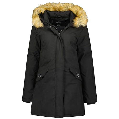 Canadian Peak Dinastipeak_Lady - Women's Comfortable Autumn Winter Warm Mid Thick Parka - Fine Coat Fake Fur Hood - Windbreaker Jacket - Elegant Women (Black M) von Canadian Peak