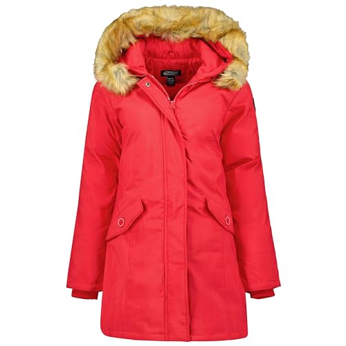 Canadian Peak Dinastipeak_Lady - Women's Comfortable Autumn Winter Warm Mid Thick Parka - Fine Coat Fake Fur Hood - Windbreaker Jacket - Elegant Women (Red XL) von Canadian Peak
