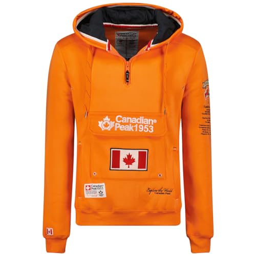 Canadian Peak Galapagos_Men - Men's Zip Pocket Hoodie - Sweatshirt Sweater Logo Long Sleeve Warm - Men's Spring Summer Fall Winter Season (Lightning Orange XXL) von Canadian Peak