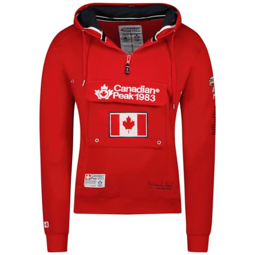 Canadian Peak Galapagos_Men - Men's Zip Pocket Hoodie - Sweatshirt Sweater Logo Long Sleeve Warm - Men's Spring Summer Fall Winter Season (Red XL) von Canadian Peak