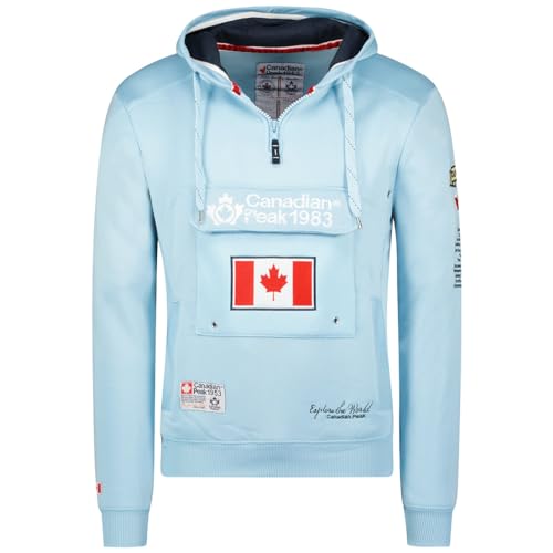 Canadian Peak Galapagos_Men - Men's Zip Pocket Hoodie - Sweatshirt Sweater Logo Long Sleeve Warm - Men's Spring Summer Fall Winter Season (Sky Blue L) von Canadian Peak