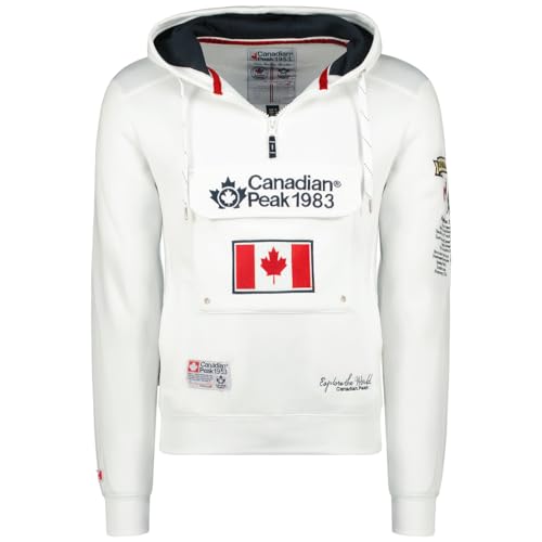 Canadian Peak Galapagos_Men - Men's Zip Pocket Hoodie - Sweatshirt Sweater Logo Long Sleeve Warm - Men's Spring Summer Fall Winter Season (White M) von Canadian Peak