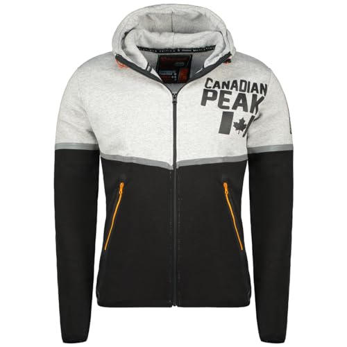 Canadian Peak Ganaseak_Men - Men's Zip Pocket Hoodie - Sweatshirt Sweater Logo Long Sleeve Warm - Men's Spring Summer Fall Winter Season (Black L) von Canadian Peak