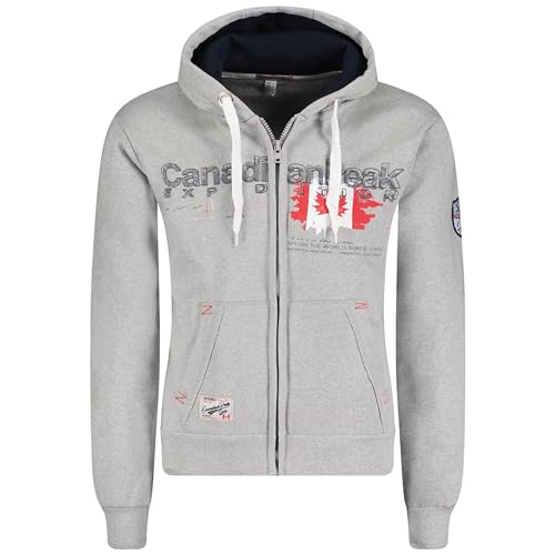 Canadian Peak Gisladeak_Men - Men's Zip Pocket Hoodie - Sweatshirt Sweater Logo Long Sleeve Warm - Men's Spring Summer Fall Winter Season (Light Grey S) von Canadian Peak
