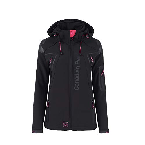 Canadian Peak Tatiana_Lady - Softshell Jackets for Women Waterproof Outdoor Hooded UK - Windproof Rain Coats Women's - Activities Hiking Skiing Autumn Winter Spring (Black XXL) von Canadian Peak