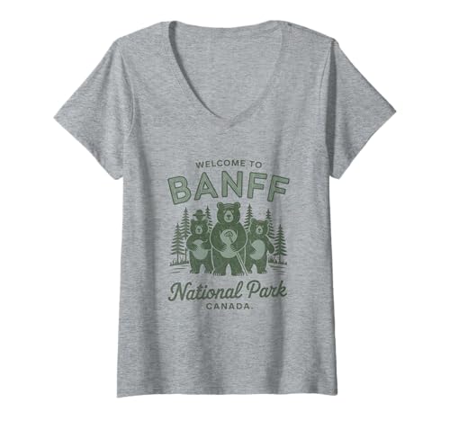 Damen Banff National Park - Canadian Wilderness & Bears T-Shirt mit V-Ausschnitt Damen Banff National Park - Canadian Wilderness & Bears T-Shirt mit V-Ausschnitt von Canadian Rockies Nature Tees – Banff National Park