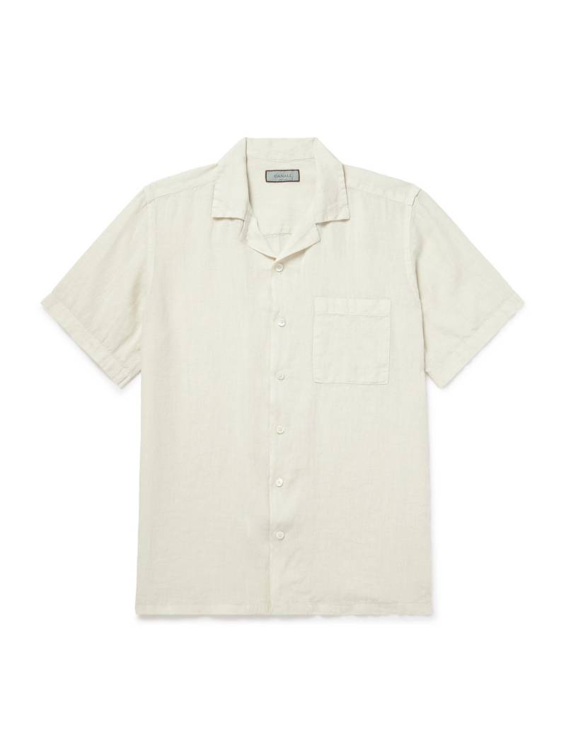 Canali - Camp-Collar Garment-Dyed Linen Shirt - Men - Neutrals - XXL von Canali
