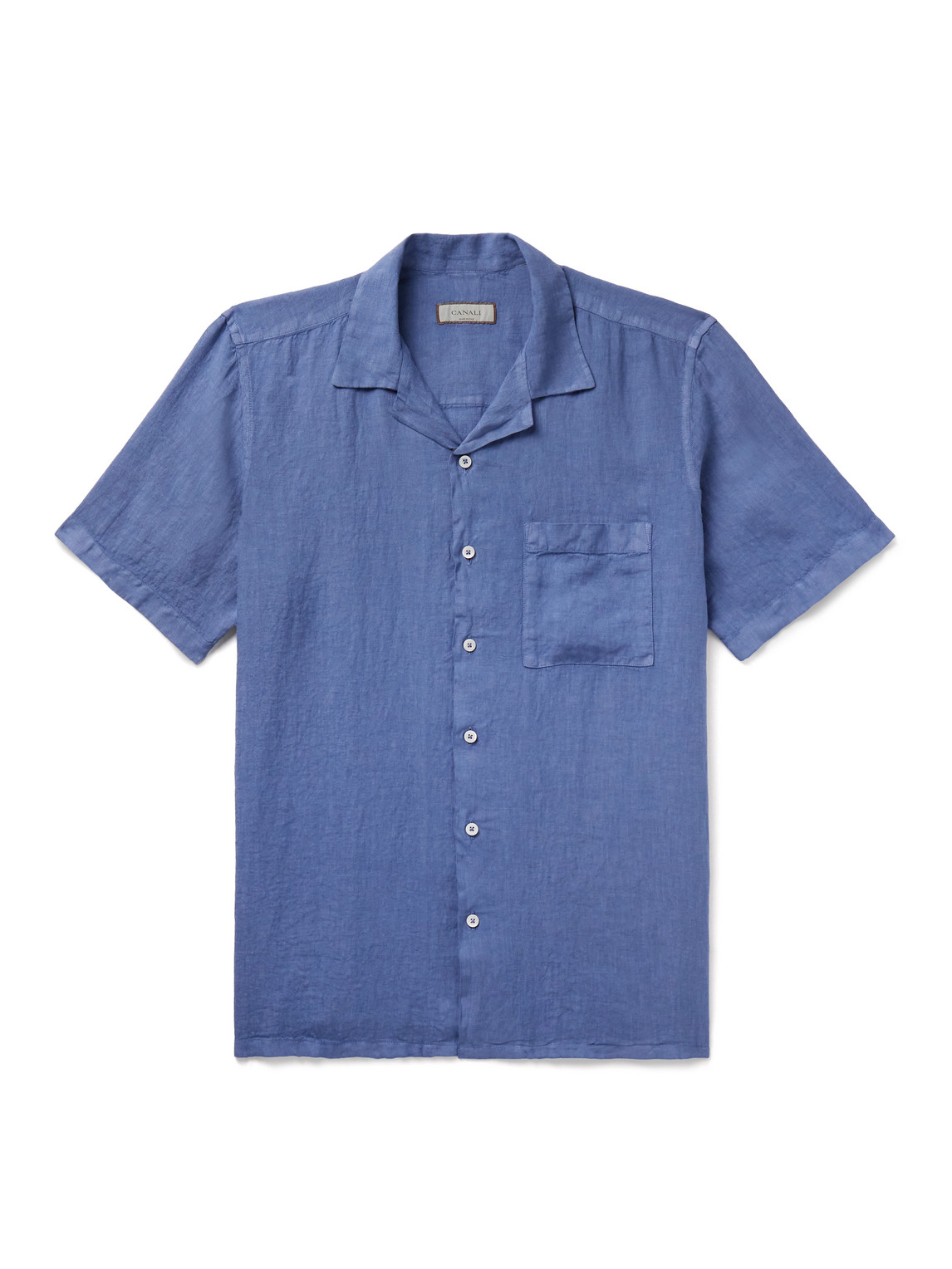 Canali - Camp-Collar Linen Shirt - Men - Blue - S von Canali