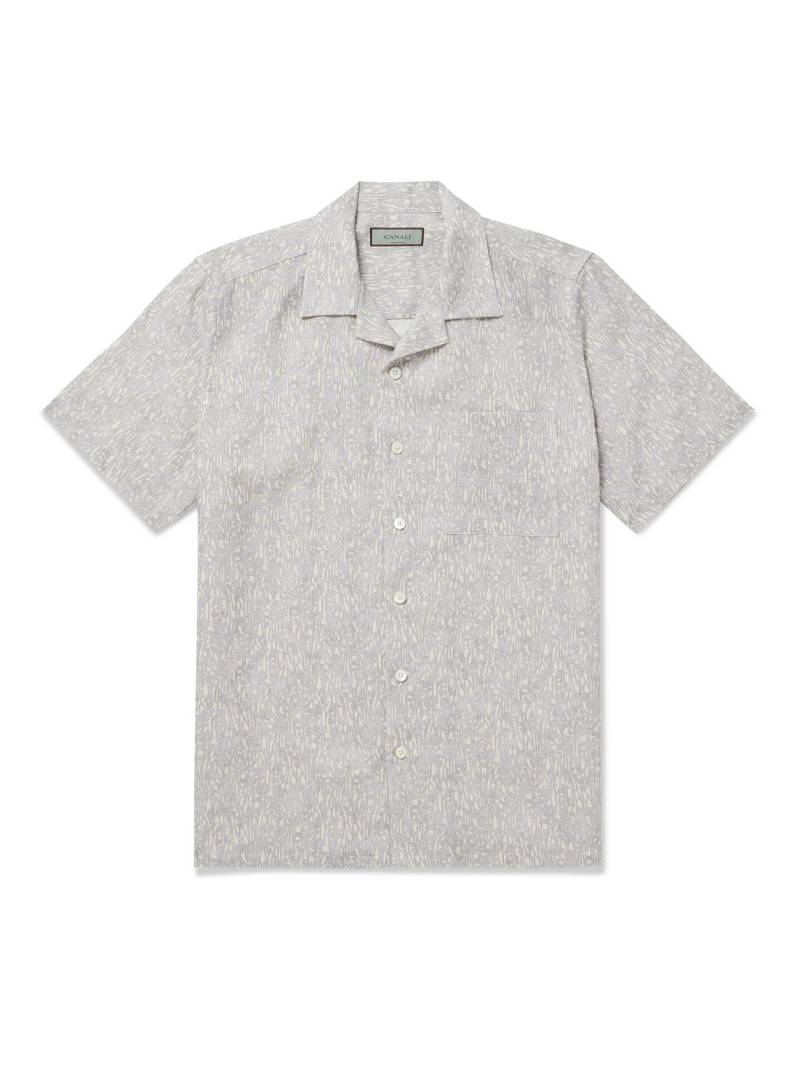 Canali - Camp-Collar Printed Linen and Cotton-Blend Shirt - Men - Gray - M von Canali