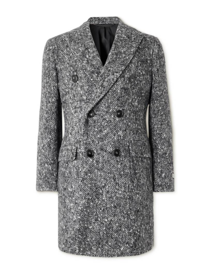 Canali - Double-Breasted Brushed-Herringbone Overcoat - Men - Gray - IT 56 von Canali