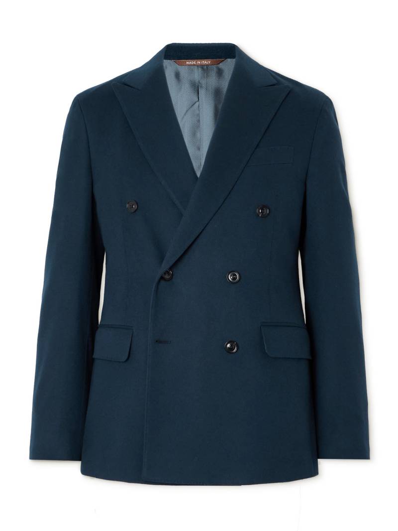 Canali - Double-Breasted Brushed Wool and Cashmere-Blend Blazer - Men - Blue - IT 56 von Canali