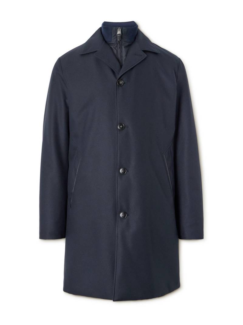 Canali - Leather-Trimmed Shell Overcoat - Men - Blue - IT 58 von Canali