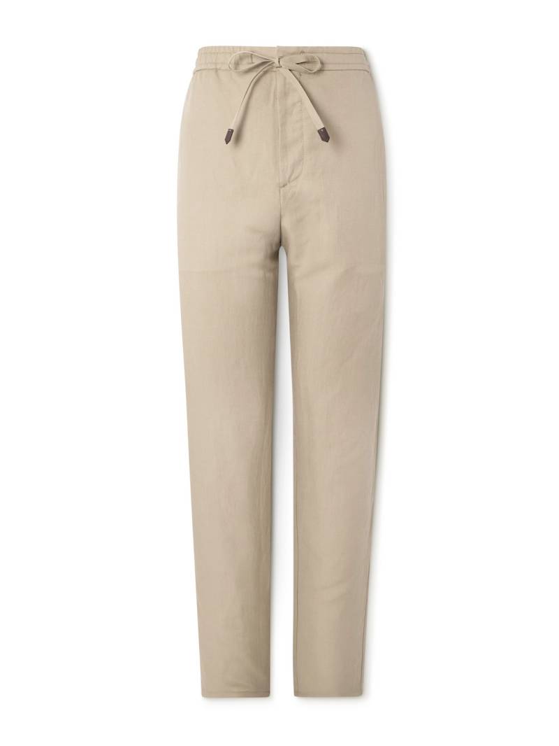 Canali - Linen and Silk-Blend Drawstring Trousers - Men - Neutrals - IT 56 von Canali